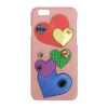 Dolce & Gabbana Pink Leather Heart Crystal Phone Case