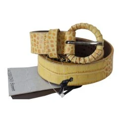 ERMANNO SCERVINO Beige Genuine Leather Snakeskin Design Round Belt -LINDA FARROW butikk b5d9a2fdd3e7d7b09e9b3ffa268cff8c